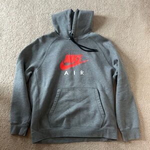 Men’s Nike Gray Hoodie with Red Logo Size Large